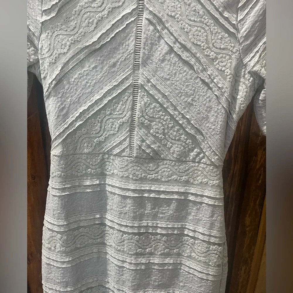 Bella Ella Boutique Light Grey Lace Sheath Dress - Small - Romantic Cottagecore - Picture 5 of 6